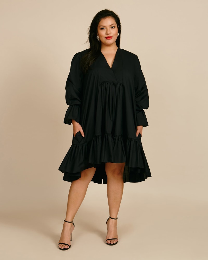 Front of a model wearing a size 1X Thistle Dress in Black by Azeeza. | dia_product_style_image_id:225730